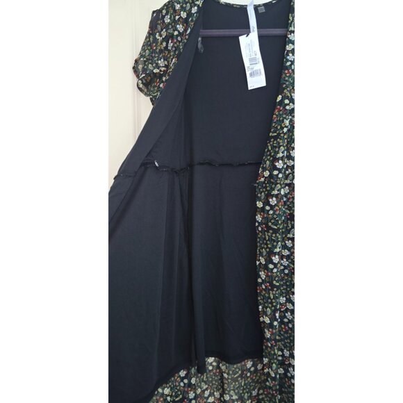 NY Collection Floral Wrap Maxi Dress With Short Sleeves By Calla Collection Blac - Picture 12 of 12